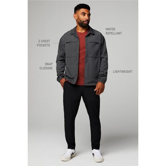 Fabletics Outpost Jacket Onyx Grey Men's Button Front Small - Picture 1 of 11